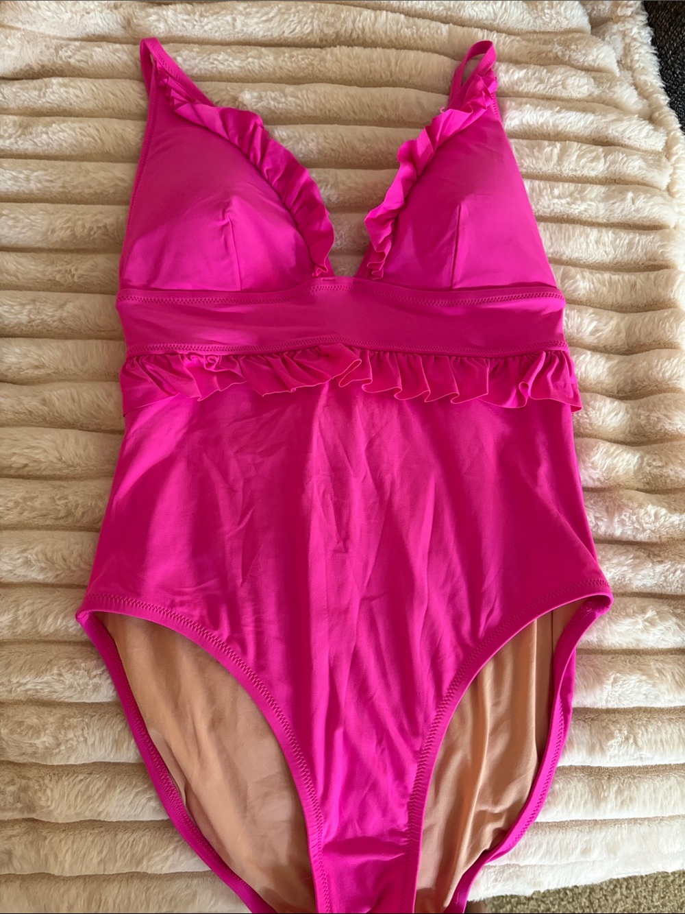 J. Crew Hot Pink Ruffle One-Piece Swimsuit